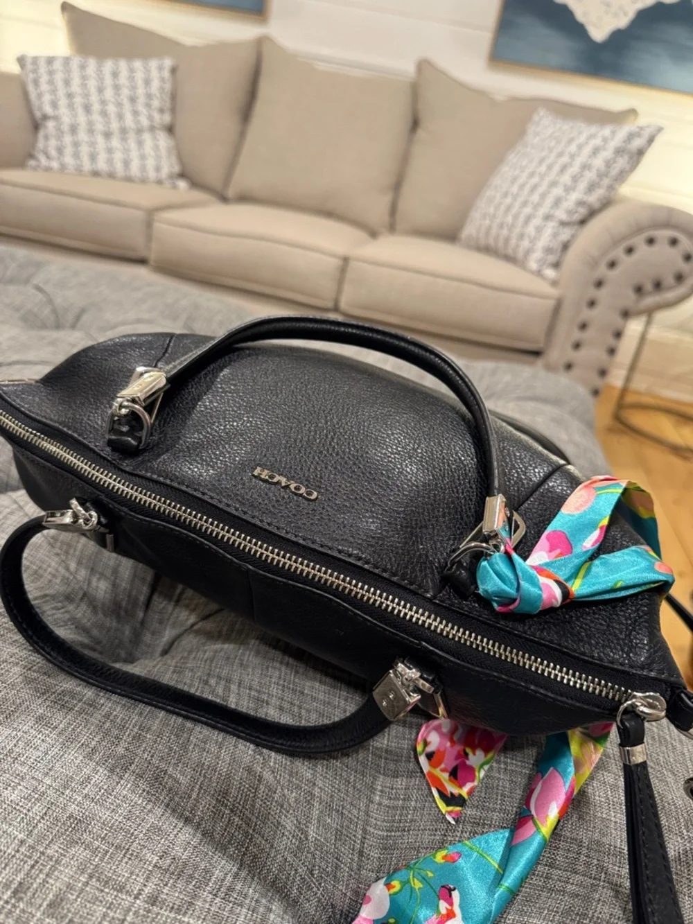 Coach Madison Kelsey Small  Black Pebbled Leather Satchel Crossbody Bag - Picture 10 of 17